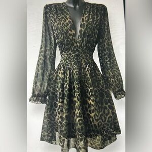 Eljull Italian Olive Leopard Fit-Flare Dress by Loowie